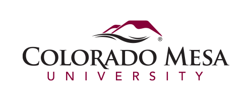 The Colorado Mesa University Logo includes a black and red mountain mesa illustration, along with the words "Colorado Mesa" above the smaller word "Univeristy"